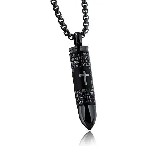 UMtrade Memorial Keepsake Cremation Urn Ashes Necklace Bullet Spanish Version Lords Prayer Pendant UMtrade Memorial Keepsake Cremation Urn Ashes Necklace Bullet Spanish Version Lords Prayer Pendant