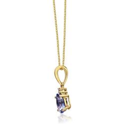 Gin & Grace 10K Yellow Gold Genuine Tanzanite Diamond (I1,I2) Pendant for Women