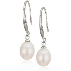 Amazon Collection Womens Freshwater Pearl Drop Earrings, Sterling Silver, One Size