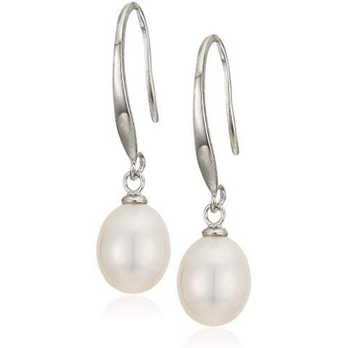 Amazon Collection Womens Freshwater Pearl Drop Earrings, Sterling Silver, One Size