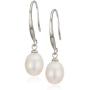 Amazon Collection Womens Freshwater Pearl Drop Earrings, Sterling Silver, One Size