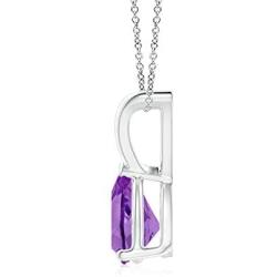 Pear Shaped Amethyst V-Bale Pendant Necklace in Sterling Silver