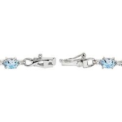Sterling Silver Genuine, Created or Simulated Gemstone Oval Polished Infinity Classic Tennis Bracelet