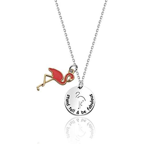 Gzrlyf Flamingo Necklace Stand Tall and Be Fabulous Flamingos Jewelry Inspirational Gifts