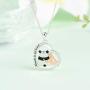 ZGBY 925 Sterling Silver Cute Animal Heart Panda Necklace with Words Engraved Jewelry for Women Girls Teens Birthday Pendant Gift