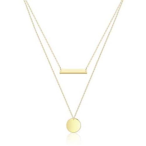 itianxi Dainty Bar Necklace for Women,Gold/Silver Cute Delicate Disc Necklcace,Trendy Elegant Dot Fashion Necklace
