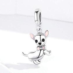 LAMOONY Dog Charm 925 Sterling Silver Dinosaur Charm Spider Charm Cat Charm Animal Charm Dolphin Charm Mouse Charm for Pandora Charm Bracelet