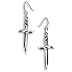 USA 925 Sterling Silver Gothic Dagger Sword Pirate Medieval Renaissance Dangle Earrings