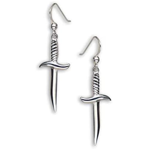 USA 925 Sterling Silver Gothic Dagger Sword Pirate Medieval Renaissance Dangle Earrings