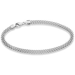 Miabella 925 Sterling Silver Italian 4mm Mesh Link Chain Bracelet for Women Teen Girls 6.5, 7, 7.5, 8 Inch Made in Italy