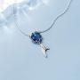 Mermaid in Deep Ocean Sterling Silver Necklace for Women Teen Girls Blue Crystal Dolphin Whale Fish Tail Charm Pendant Adjustable Chain 17'' Fashion Sea Jewelry Delicate Souvenir Gift for Daughter