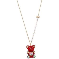 Betsey Johnson Festive Gummy Bead Pendant Long Necklace, Red, 339915GLD600