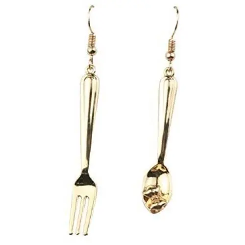 Funny Spoon Fork Asymmetry Dangle Earrings Polishing Gold Plated Cute Drop Earrings for Women Girls Funny Spoon Fork Asymmetry Dangle Earrings Polishing Gold Plated Cute Drop Earrings for Women Girls