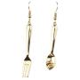 Funny Spoon Fork Asymmetry Dangle Earrings Polishing Gold Plated Cute Drop Earrings for Women Girls