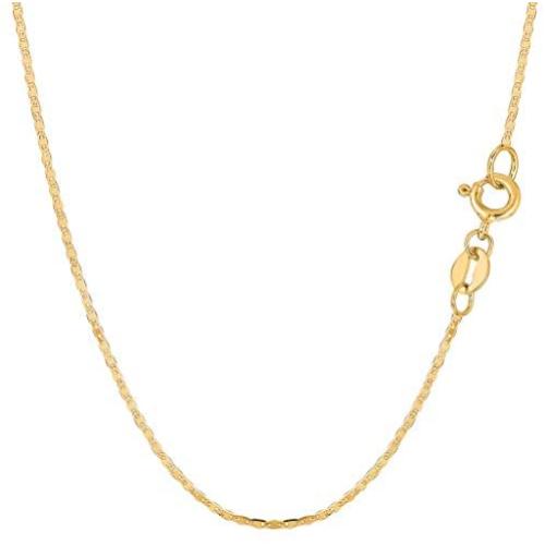 The Diamond Deal Unisex 14K SOLID Yellow Gold 1.2mm Shiny Mens Mariner-Link Chain Necklace for Pendants and Charms with Spring-Ring Clasp (16'', 18'' or 20 inch) Mens 14k Mariner Chains