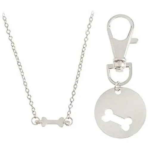 MIXIA 2pcs/Set Dog Bone Charm Necklace Collar Matching Friendship Best Friend Keyring Jewelry Pet Jewelry Dog Lover Gift Set