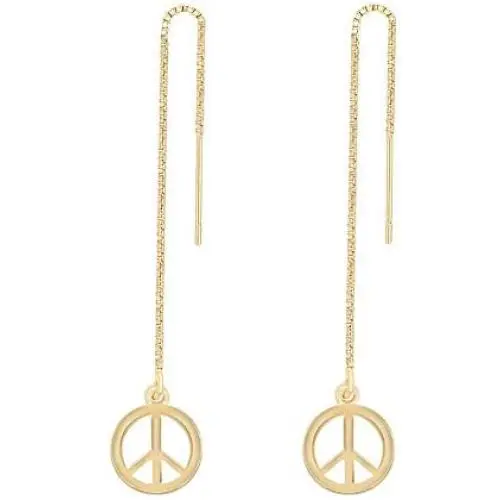 MANZHEN Copper 3 Colors Peace Sign Symbol Threader Drop Earrings