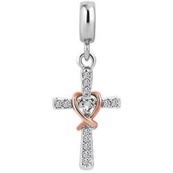 LovelyCharms Cross Charm with God All Things are Possible Religious Dangle Bead Fits European Bracelets