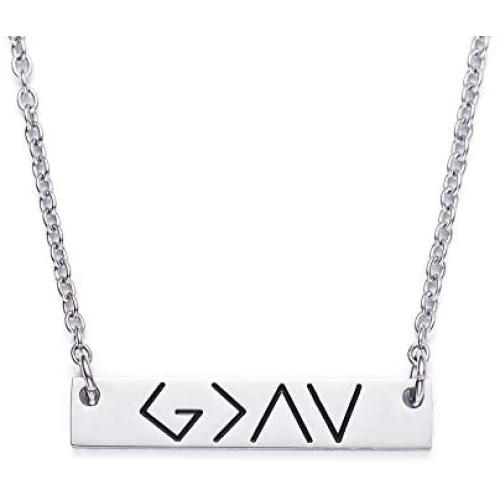 LParkin God is Greater Than The Highs and Lows Specific Bar Necklace Gold Coordinates Bar Necklaces