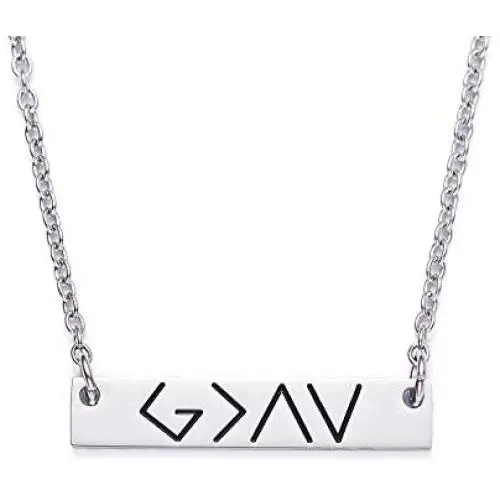 LParkin God is Greater Than The Highs and Lows Specific Bar Necklace Gold Coordinates Bar Necklaces