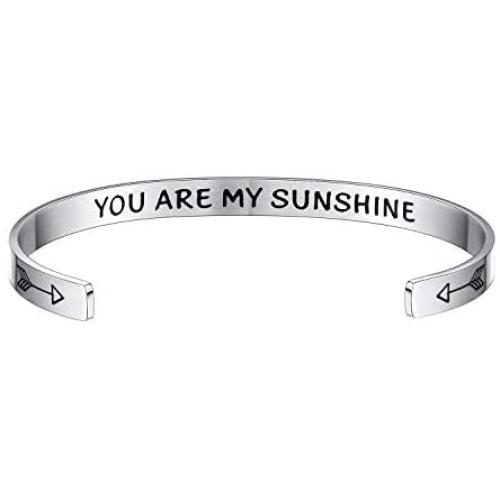 Vinjewelry Motivational Encouragement Bracelet Cuff Bangle Friend Gifts Ideas Women Personalized Jewelry Stainless Steel
