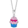 925 Sterling Silver Cupcake Childrens Jewelry Set Necklace Earrings Pink CZ 16''