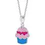 925 Sterling Silver Cupcake Childrens Jewelry Set Necklace Earrings Pink CZ 16''