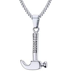 HUANIAN Mens Womens 18K Gold Plated Stainless Steel Industrial Hammer Necklace