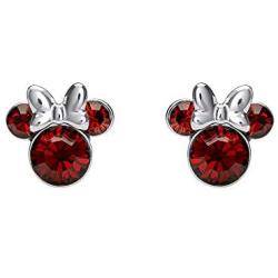 Disney Minnie Mouse Birthstone Jewelry, Silver Plated Crystal Stud Earrings for Women and Girls