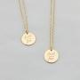 LUIWIN Inspirational Disc Necklace 14K Gold Plated Simple Engraved Hand Stamped Round Pendant Necklace Jewelry Gift for Women Girls 15 mm Disc,18'' + 2'' ext …