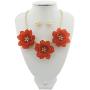 Bocar Bib Statement Pendant Dark Blue Flower Jewelry Set Necklace and Earrings for Women Gift (NK-10372) (red)