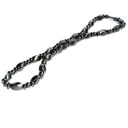 Twist Hematite Choker Necklace,Magnetic Therapy Stone Beads Jewelry for Men (Black-45cm)