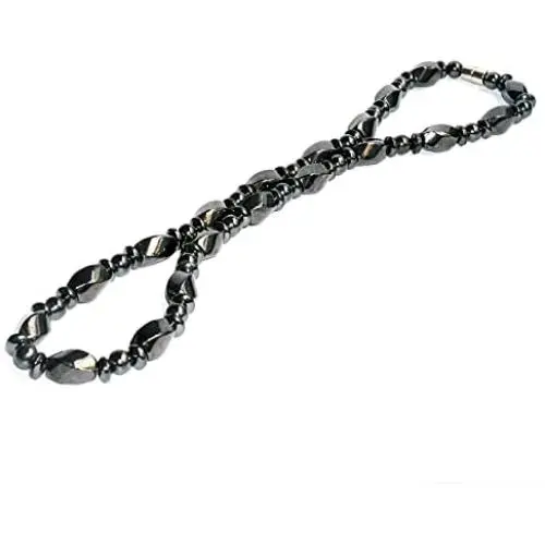 Twist Hematite Choker Necklace,Magnetic Therapy Stone Beads Jewelry for Men (Black-45cm) Twist Hematite Choker Necklace,Magnetic Therapy Stone Beads Jewelry for Men (Black-45cm)