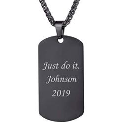 U7 Personalized Dog Tags Necklace with Chain Stainless Steel Text/Image Print Photo Custom Engraving Pendant, Gift for Men Women(Tag/Round/Heart)
