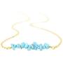 PearlyPearls 18k Gold Chain Choker Dainty Turquoise Beads Bar Necklace for Women Handmade Genstone Jewelry for Mothers Day