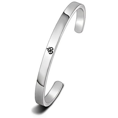 WUSUANED Yoga Jewelry Stainless Steel Aum Ohm Om Cuff Bracelet Meditation Gift