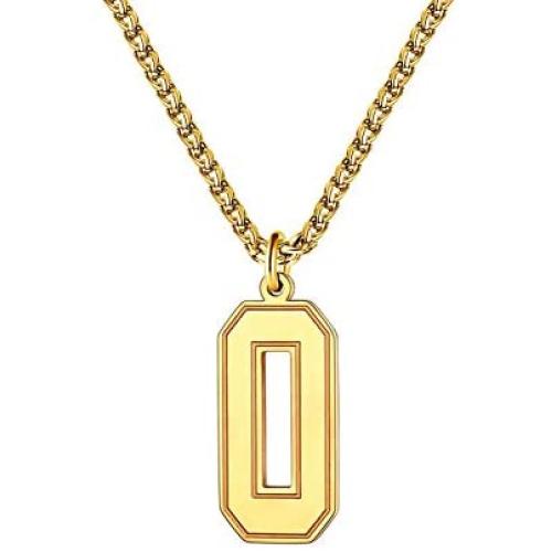 QeenseKc Sports Gold Lucky Number Necklace Inspiration Baseball Jersey Number Initial 25mm High Pendant Jewelry 3mm Wheat Chain