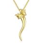 PDTJMTG Italian Horn Necklace 18K Gold Plated Sterling Silver Crown Horn Necklace, 20”+2”