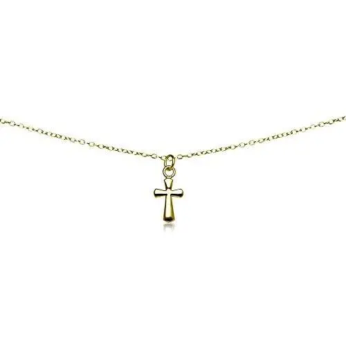 GemStar USA Sterling Silver Polished Cross Dainty Choker Necklace
