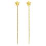 18K Real Gold Tiny Threader Earrings for women, Yellow Gold 4mm Dangle Star Earrings Ear Line Hypoallergenic Jewelry for Her, Mom, Wife, Girls, Teens