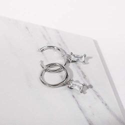 925 Sterling Silver CZ Cubic Zirconia Cartilage Huggie Charm Earring, Round Hoop Dangle Earrings Dainty Fine Jewelry Gifts for Women