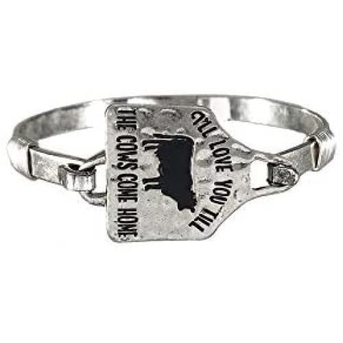 Wonderent I’LL Love You Till The Cows Come Home Metal Bangle Bracelet