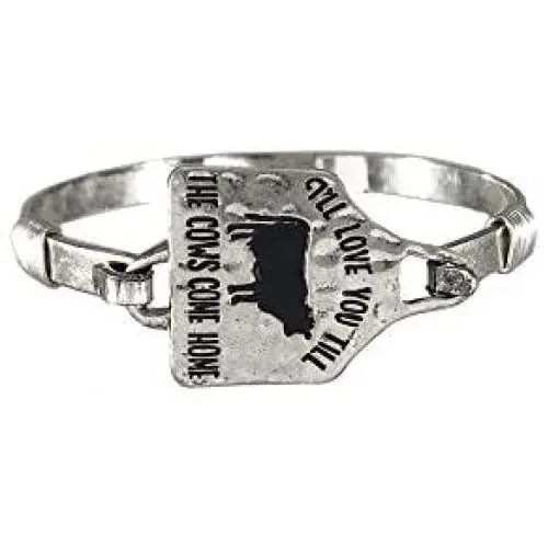 Wonderent I’LL Love You Till The Cows Come Home Metal Bangle Bracelet