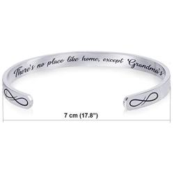 Luvalti ''Theres no Place Like Home Except Grandmas Stainless Steel Bracelet - Cuff Bracelet - Family Jewelry Gift