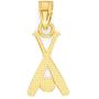 10k Solid Real Gold Baseball Bat and Ball Pendant for Sports Fans, Jewelry Charm for Softball Major and Minor League Sports Wear Tournament Prize Trophy Fashion Wear