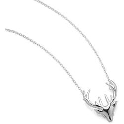 SUVANI Sterling Silver Vintage Stag Deer Elk Head Pendant Necklace 17.5 inches Women Jewelry