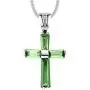 P0157 Cross Mt St Helens Green Helenite May Birthstone Sterling Silver Pendant