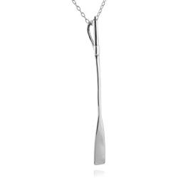 FashionJunkie4Life Sterling Silver Long Rowing Oar Pendant Necklace, 18'' Chain, Scull Sweep Crew