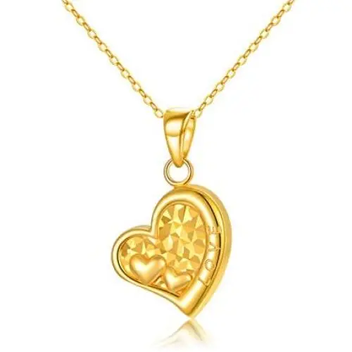 18K Solid Gold Heart Necklace Valentines Day Gift Jewelry for Women, ''I Love You Forever'' Real Gold Love Heart Pendant Anniversary Jewelry Gifts for Mom, Wife, Girls, 16''+2'' 18K Solid Gold Heart Necklace Valentines Day Gift Jewelry for Women, ''I Love You Forever'' Real Gold Love Heart Pendant Anniversary Jewelry Gifts for Mom, Wife, Girls, 16''+2''