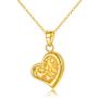 18K Solid Gold Heart Necklace Valentines Day Gift Jewelry for Women, ''I Love You Forever'' Real Gold Love Heart Pendant Anniversary Jewelry Gifts for Mom, Wife, Girls, 16''+2''